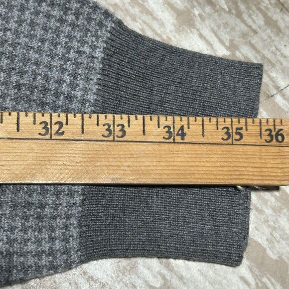 Men's Gray Houndstooth 1/4 Zip Sweater XL Merino Wool Blend Linea Rossa - Picture 5 of 5
